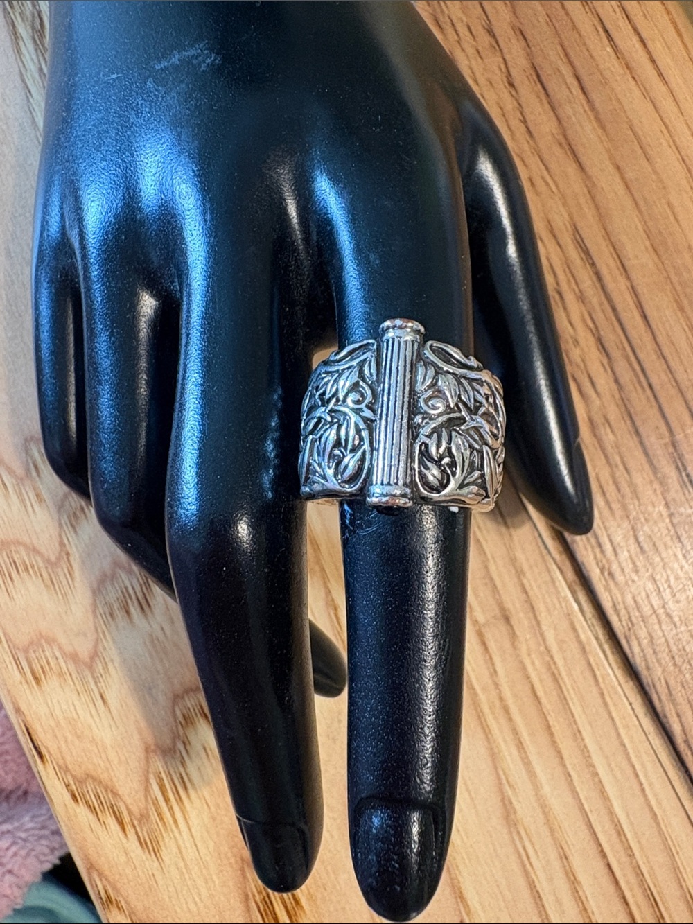 Vintage Celtic Ornate Silver-Tone Statement Ring